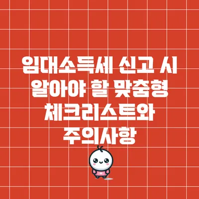 임대소득세 신고 시 알아야 할 맞춤형 체크리스트와 주의사항