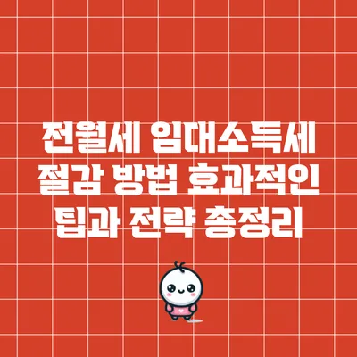 전월세 임대소득세 절감 방법: 효과적인 팁과 전략 총정리