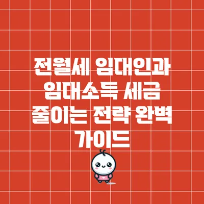 전월세 임대인과 임대소득 세금 줄이는 전략 완벽 가이드