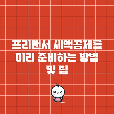 프리랜서 세액공제를 미리 준비하는 방법 및 팁