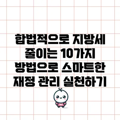 합법적으로 지방세 줄이는 10가지 방법으로 스마트한 재정 관리 실천하기