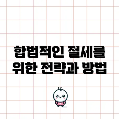 합법적인 절세를 위한 전략과 방법