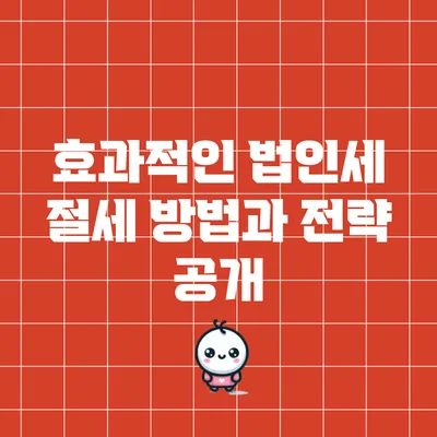 효과적인 법인세 절세 방법과 전략 공개