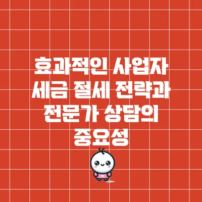 효과적인 사업자 세금 절세 전략과 전문가 상담의 중요성