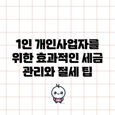 1인 개인사업자를 위한 효과적인 세금 관리와 절세 팁