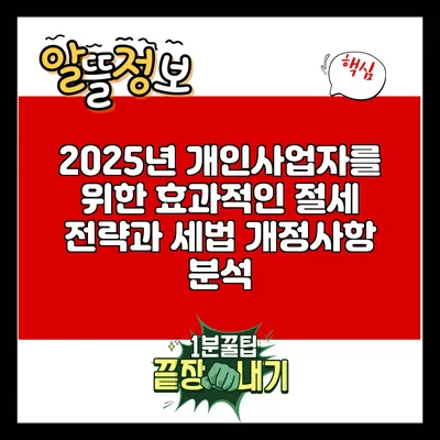2025년 개인사업자를 위한 효과적인 절세 전략과 세법 개정사항 분석
