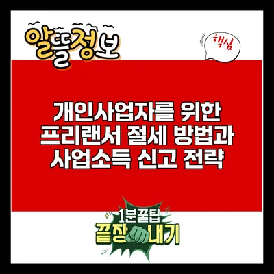 개인사업자를 위한 프리랜서 절세 방법과 사업소득 신고 전략