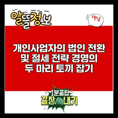 개인사업자의 법인 전환 및 절세 전략: 경영의 두 마리 토끼 잡기