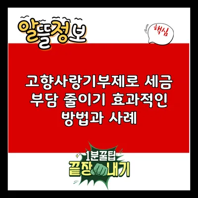 고향사랑기부제로 세금 부담 줄이기: 효과적인 방법과 사례