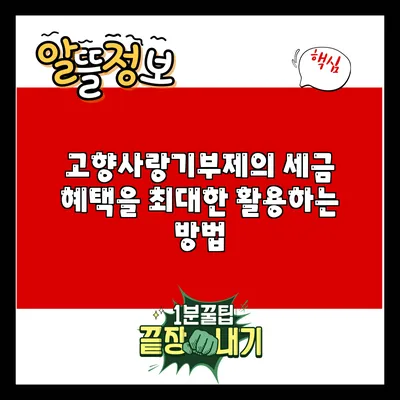 고향사랑기부제의 세금 혜택을 최대한 활용하는 방법