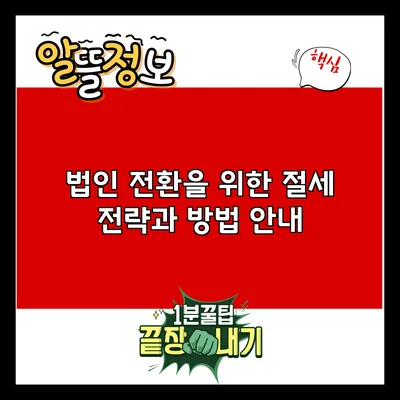법인 전환을 위한 절세 전략과 방법 안내
