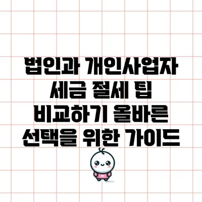 법인과 개인사업자 세금 절세 팁 비교하기: 올바른 선택을 위한 가이드