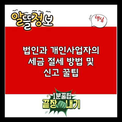 법인과 개인사업자의 세금 절세 방법 및 신고 꿀팁