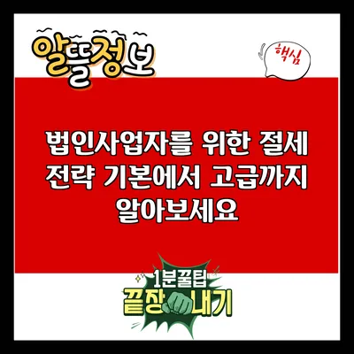 법인사업자를 위한 절세 전략: 기본에서 고급까지 알아보세요