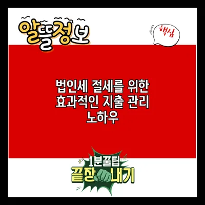 법인세 절세를 위한 효과적인 지출 관리 노하우