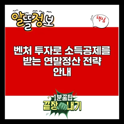벤처 투자로 소득공제를 받는 연말정산 전략 안내