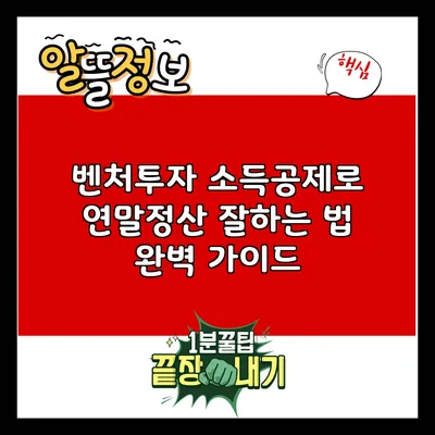 벤처투자 소득공제로 연말정산 잘하는 법 완벽 가이드