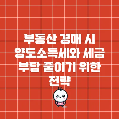 부동산 경매 시 양도소득세와 세금 부담 줄이기 위한 전략