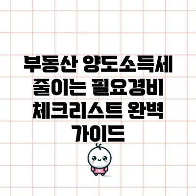 부동산 양도소득세 줄이는 필요경비 체크리스트 완벽 가이드