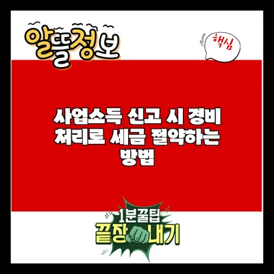 사업소득 신고 시 경비 처리로 세금 절약하는 방법