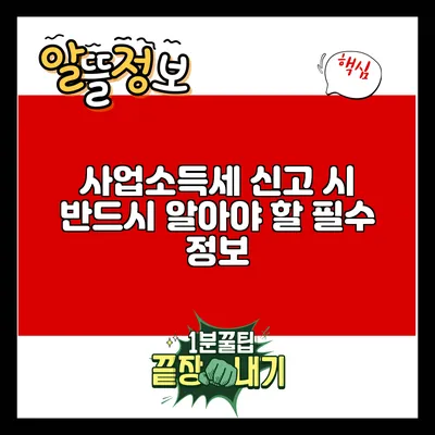 사업소득세 신고 시 반드시 알아야 할 필수 정보