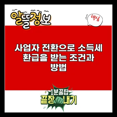 사업자 전환으로 소득세 환급을 받는 조건과 방법