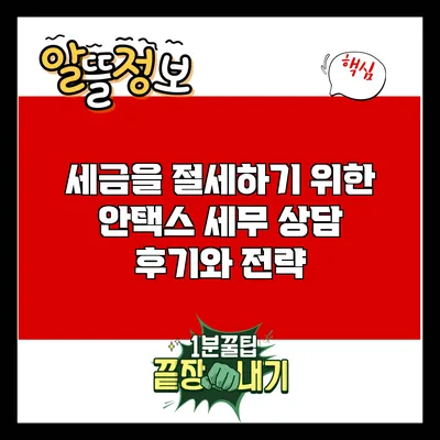 세금을 절세하기 위한 안택스 세무 상담 후기와 전략