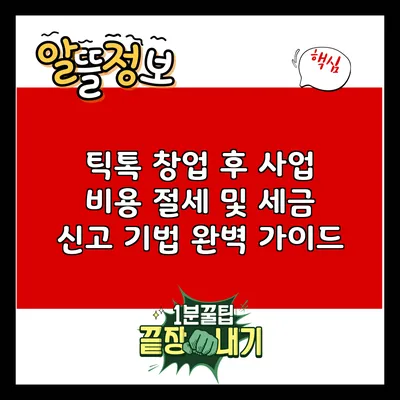 틱톡 창업 후 사업 비용 절세 및 세금 신고 기법 완벽 가이드