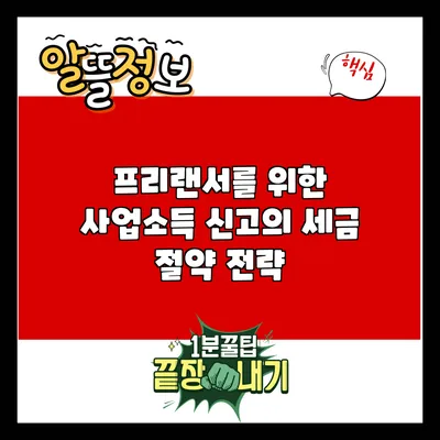 프리랜서를 위한 사업소득 신고의 세금 절약 전략