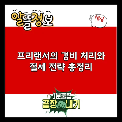프리랜서의 경비 처리와 절세 전략 총정리