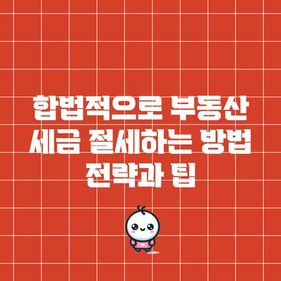 합법적으로 부동산 세금 절세하는 방법: 전략과 팁