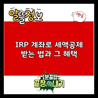 IRP 계좌로 세액공제 받는 법과 그 혜택