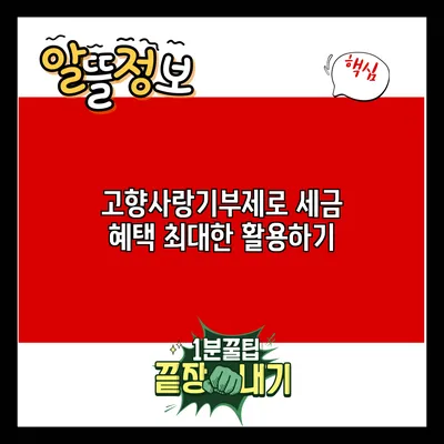 고향사랑기부제로 세금 혜택 최대한 활용하기