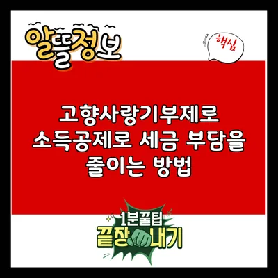 고향사랑기부제로 소득공제로 세금 부담을 줄이는 방법