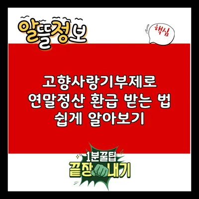 고향사랑기부제로 연말정산 환급 받는 법 쉽게 알아보기