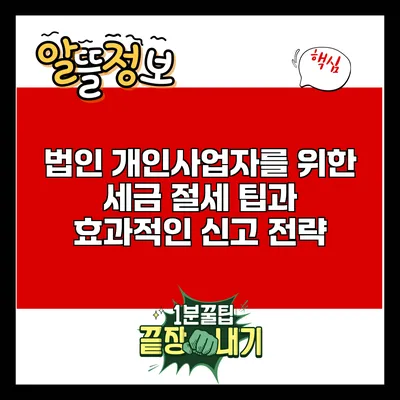 법인 개인사업자를 위한 세금 절세 팁과 효과적인 신고 전략