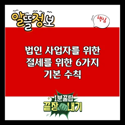 법인 사업자를 위한 절세를 위한 6가지 기본 수칙