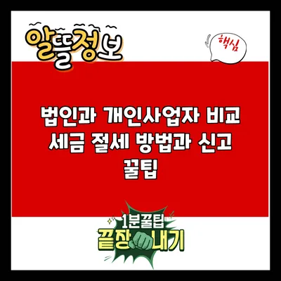 법인과 개인사업자 비교: 세금 절세 방법과 신고 꿀팁