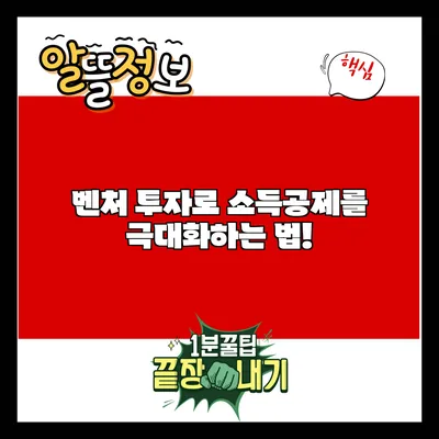 벤처 투자로 소득공제를 극대화하는 법!