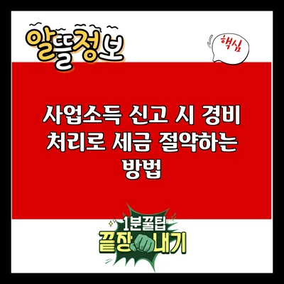 사업소득 신고 시 경비 처리로 세금 절약하는 방법