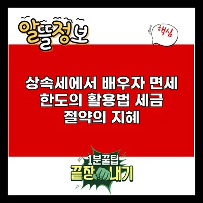 상속세에서 배우자 면세 한도의 활용법: 세금 절약의 지혜