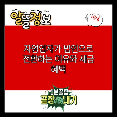 자영업자가 법인으로 전환하는 이유와 세금 혜택