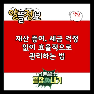 재산 증여, 세금 걱정 없이 효율적으로 관리하는 법