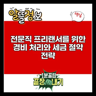 전문직 프리랜서를 위한 경비 처리와 세금 절약 전략